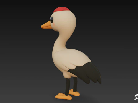 Cartoon Plush Crane 3D Model