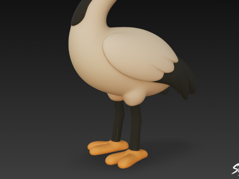 Мультяшный плюшевый журавль 3D Модель