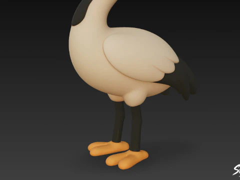 Cartoon Plush Crane 3D Model