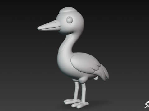 Мультяшный плюшевый журавль 3D Модель