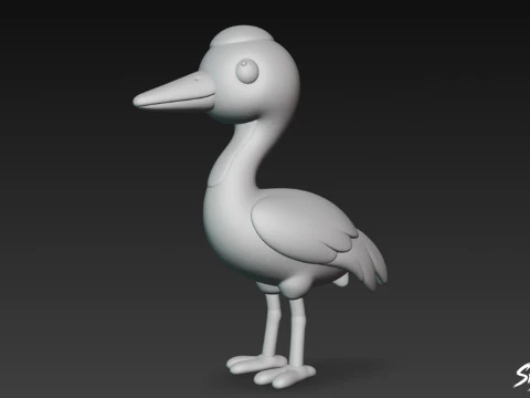 Cartoon Plush Crane 3D Model