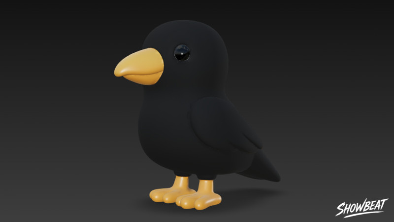 Corvo de pelúcia de desenho animado Modelo 3D .c4d .max .obj .3ds .fbx .stl .blend 