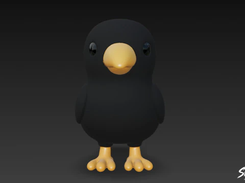 Cartoon Plush Crow 3D Model
