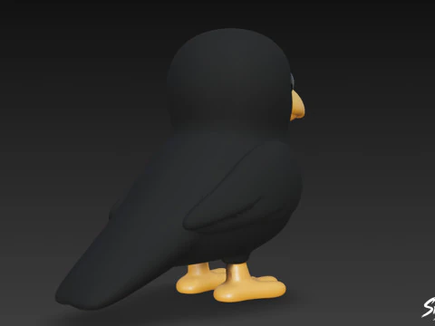Cartoon Plush Crow 3D Model