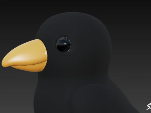 Cartoon Plush Crow 3D Model