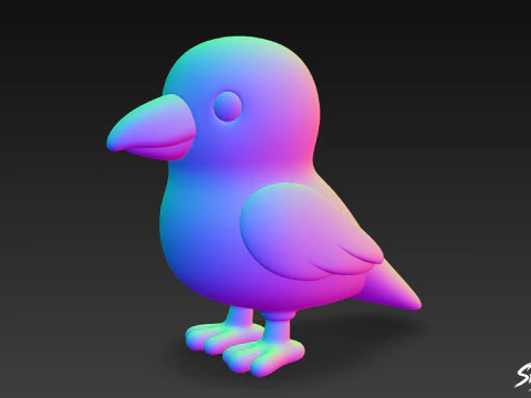 Cartoon Plush Crow 3D Model