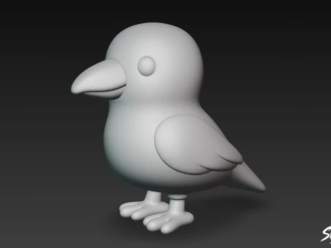 Cartoon Plush Crow 3D Model
