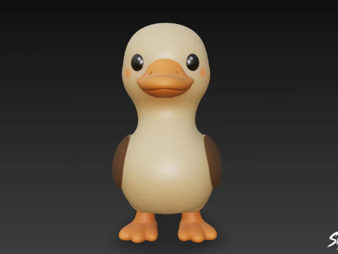 Cartoon Plush Goose 3D Model