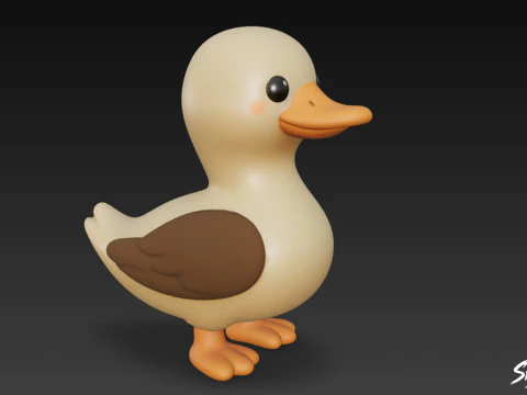 Cartoon Plush Goose 3D Model