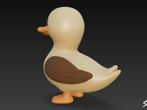 Cartoon Plush Goose 3D Model