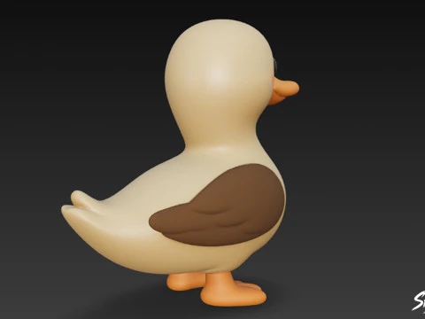 Cartoon Plush Goose 3D Model