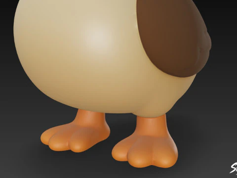 Cartoon Plush Goose 3D Model