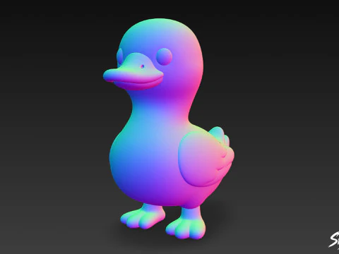 Cartoon Plush Goose 3D Model