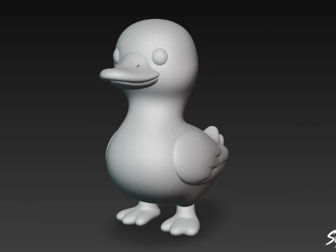 Cartoon Plush Goose 3D Model