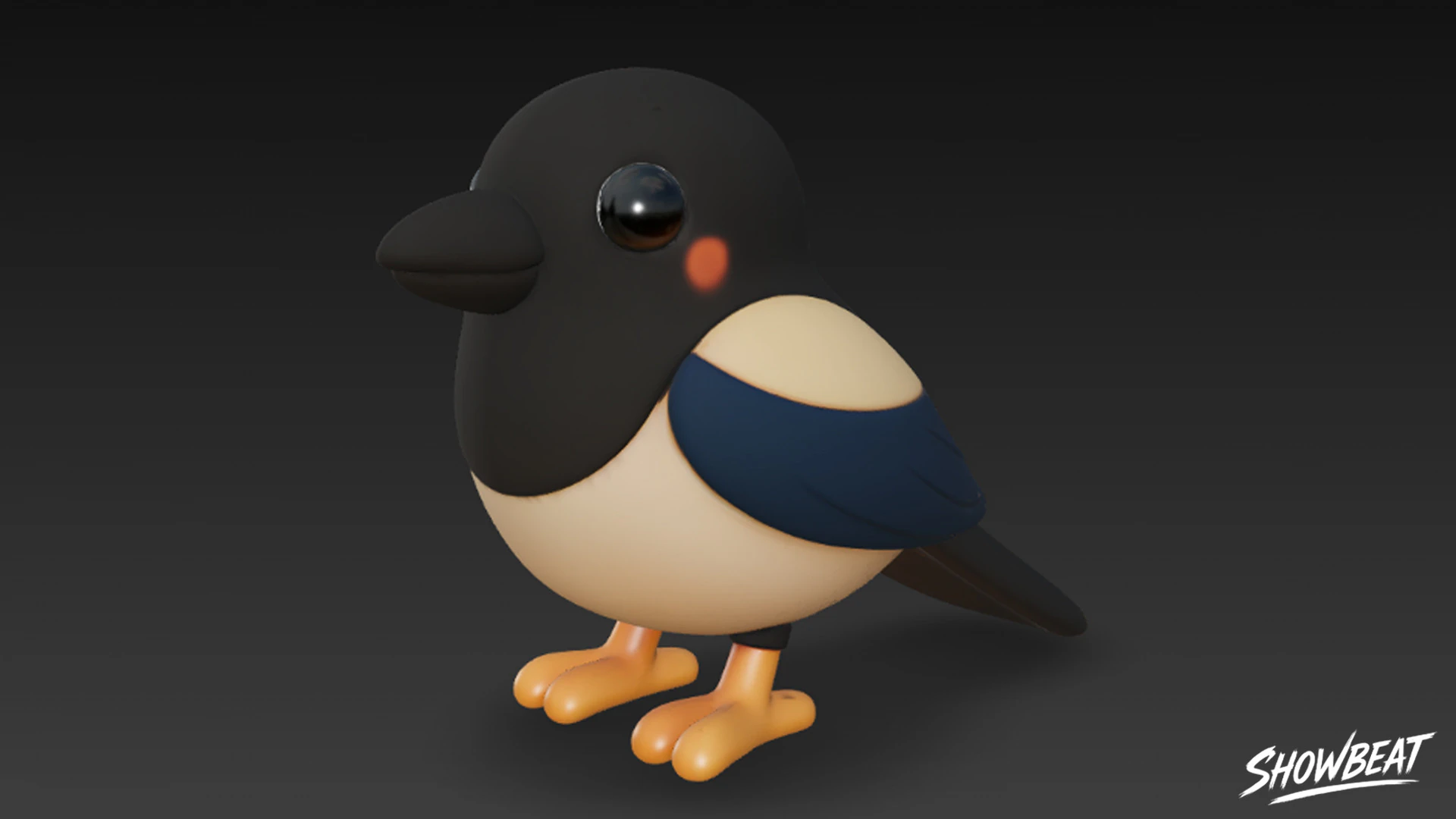 Cartoon Plush Magpie 3D Model .c4d .max .obj .3ds .fbx .stl .blend 