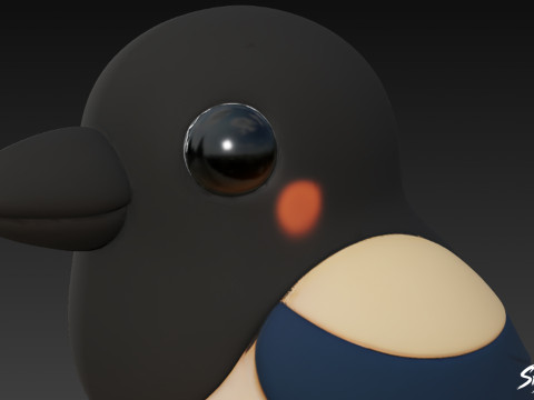 卡通毛绒喜鹊 3D 模型