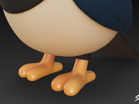 卡通毛绒喜鹊 3D 模型