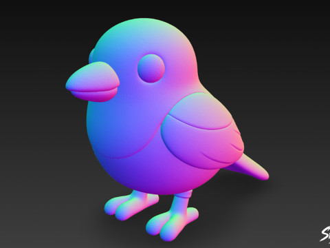 卡通毛绒喜鹊 3D 模型