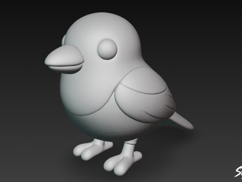 卡通毛绒喜鹊 3D 模型