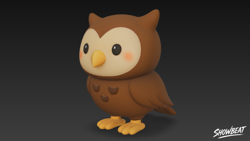 Cartoon-Plüsch-Eule 3D Modell .c4d .max .obj .3ds .fbx .stl .blend 