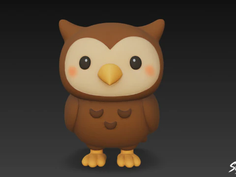 Kresk&oacute;wka pluszowa sowa Model 3D