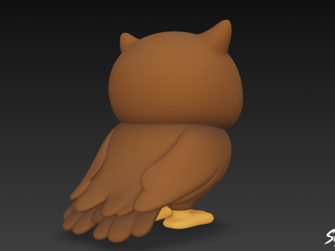 Cartoon-Plüsch-Eule 3D Modell