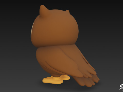 Cartoon-Plüsch-Eule 3D Modell