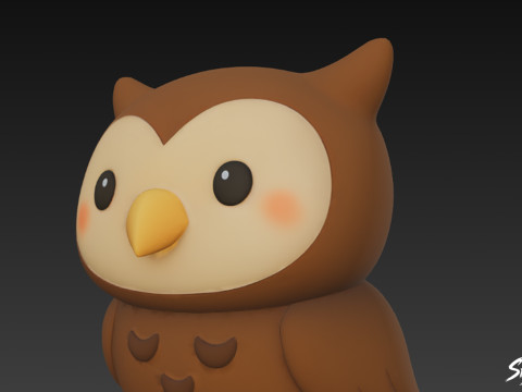 Cartoon-Plüsch-Eule 3D Modell