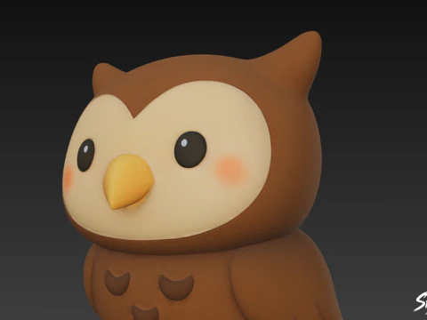 Kresk&oacute;wka pluszowa sowa Model 3D