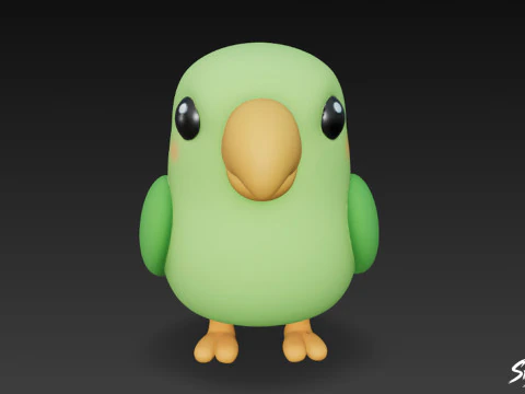 Cartoon Plush Parrot 3D Model