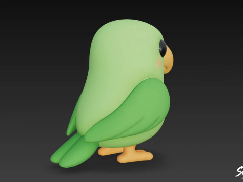 Cartoon Plush Parrot 3D Model