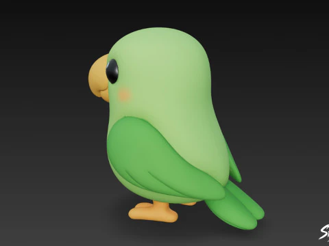 Cartoon Plush Parrot 3D Model