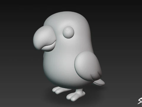 Cartoon Plush Parrot 3D Model