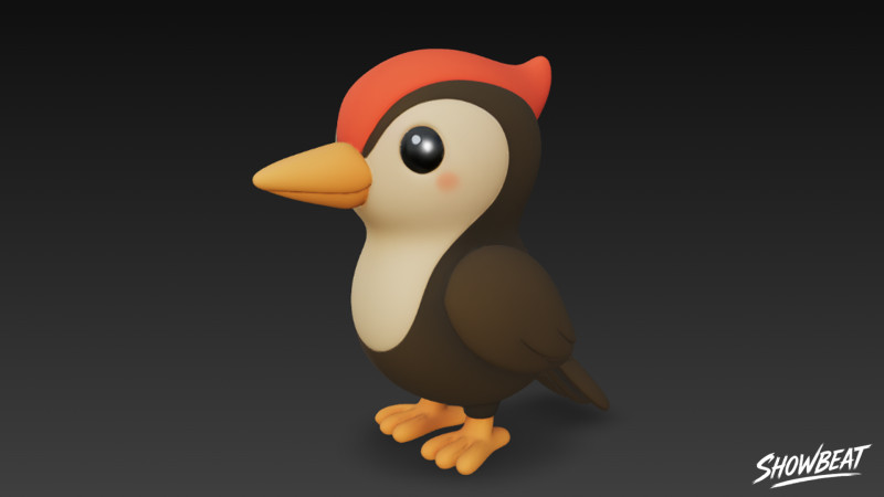 Pica-pau de pelúcia de desenho animado Modelo 3D .c4d .max .obj .3ds .fbx .stl .blend 