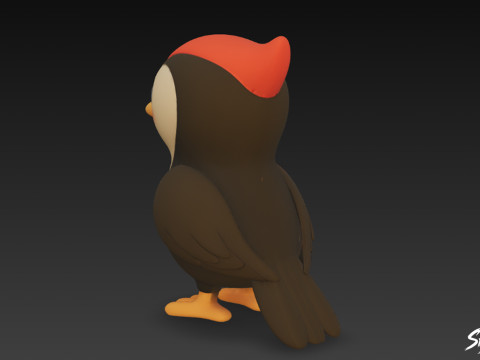Pica-pau de pelúcia de desenho animado Modelo 3D