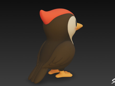 Pica-pau de pelúcia de desenho animado Modelo 3D
