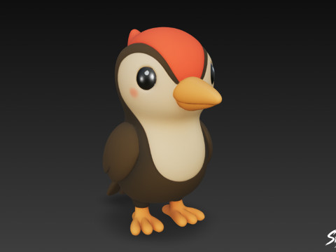Pica-pau de pelúcia de desenho animado Modelo 3D