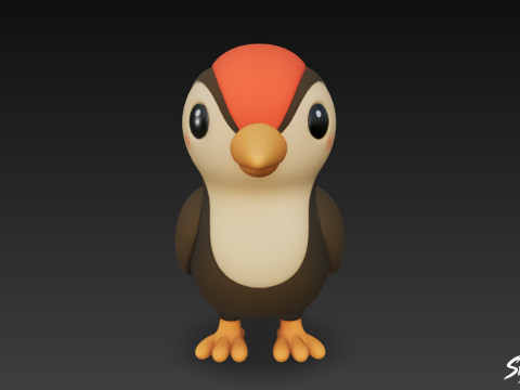 Pica-pau de pelúcia de desenho animado Modelo 3D