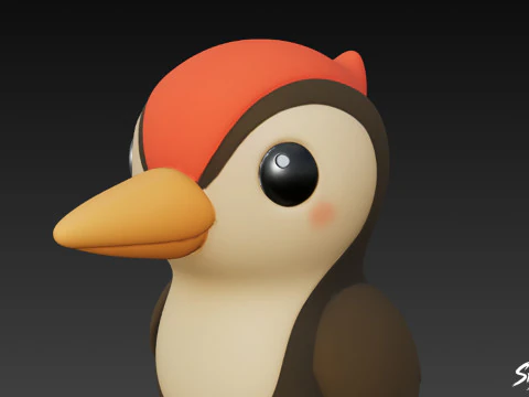 Cartoon Plush Woodpecker 3D Model