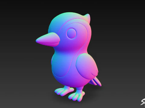 Cartoon Plush Woodpecker 3D Model