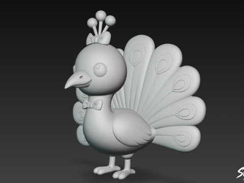 Pavo real de peluche de dibujos animados Modelo 3D