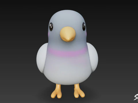 Cartoon Plush Pigeon 3D Model