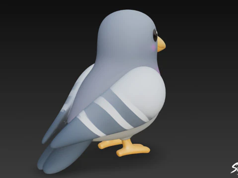 Cartoon Plush Pigeon 3D Model