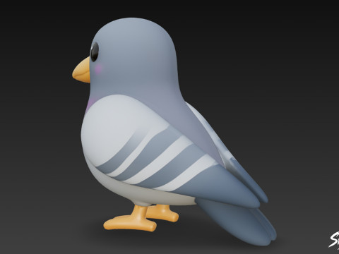 Paloma de peluche de dibujos animados Modelo 3D