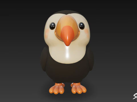 Cartoon Plush Toucan 3D Model
