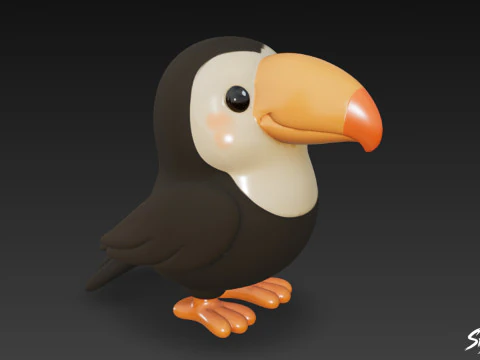 Cartoon Plush Toucan 3D Model