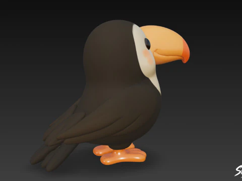 Cartoon Plush Toucan 3D Model