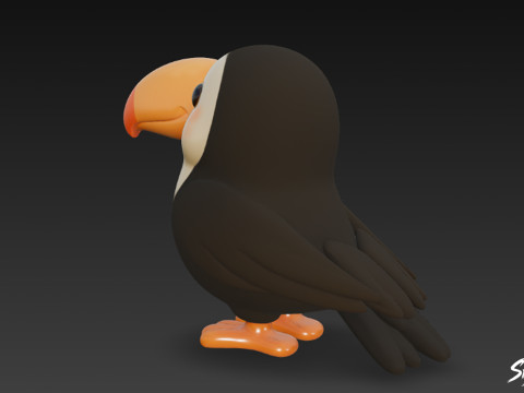 Kreskówka pluszowy tukan Model 3D