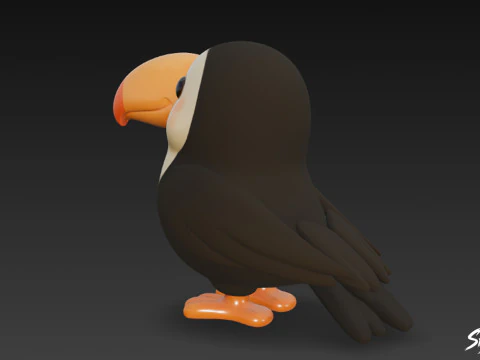 Cartoon Plush Toucan 3D Model