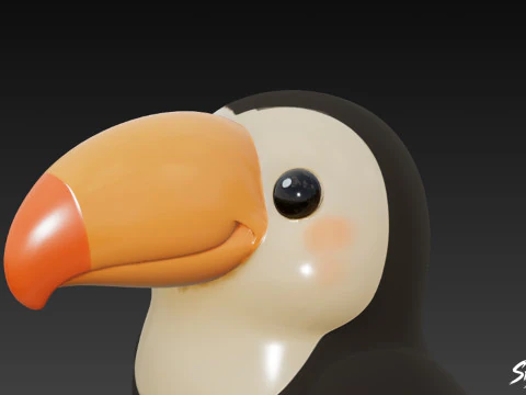Cartoon Plush Toucan 3D Model